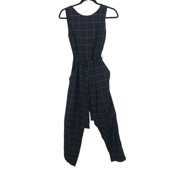 Marine Layer Jumpsuit Womens Size Small Black Eloise Belted Windowpane Crop New - Picture 8 of 12